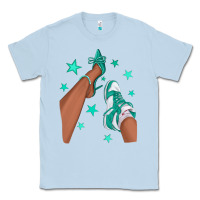 Dusty Blue Teal Afro Girl Sneakers and Heels Classic Tee - texasbilliewilder