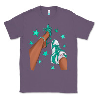 Lavender Teal Afro Girl Sneakers and Heels Classic Tee - texasbilliewilder