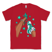 Red Teal Afro Girl Sneakers and Heels Classic Tee - texasbilliewilder