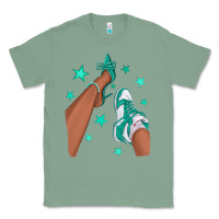 Sage Teal Afro Girl Sneakers and Heels Classic Tee - texasbilliewilder