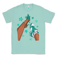Seafoam Teal Afro Girl Sneakers and Heels Classic Tee - texasbilliewilder