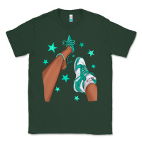 Sports Green Teal Afro Girl Sneakers and Heels Classic Tee - texasbilliewilder