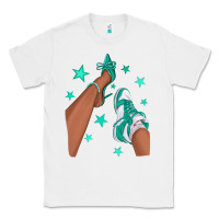 White Teal Afro Girl Sneakers and Heels Classic Tee - texasbilliewilder