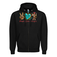 Black peace love cowgirl Zipper Hoodie - texasbilliewilder