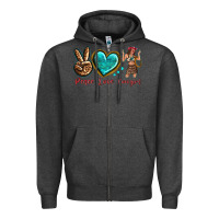 Charcoal Heather peace love cowgirl Zipper Hoodie - texasbilliewilder