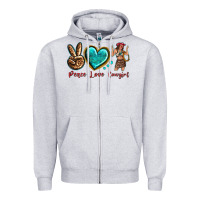 Heather Grey peace love cowgirl Zipper Hoodie - texasbilliewilder