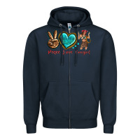Navy peace love cowgirl Zipper Hoodie - texasbilliewilder