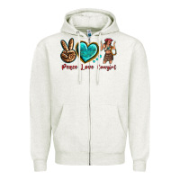 Oatmeal Heather peace love cowgirl Zipper Hoodie - texasbilliewilder