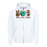 White peace love cowgirl Zipper Hoodie - texasbilliewilder