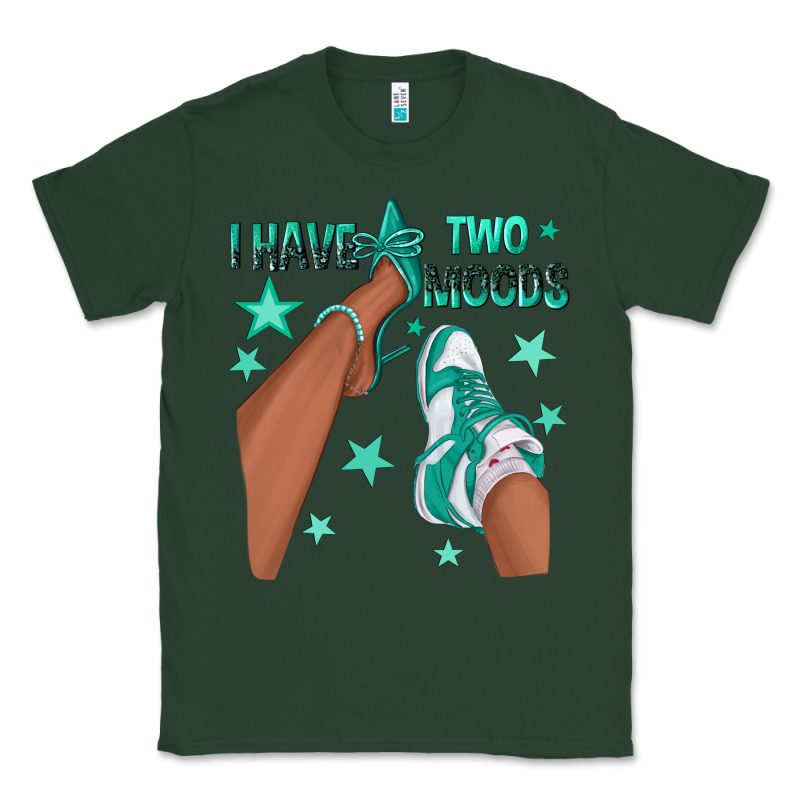 Teal I Have Two Moods Afro Girl Sneakers Classic Tee by texasbilliewilder | Teevron