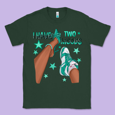 Teal I Have Two Moods Afro Girl Sneakers Classic Tee Designed By Texasbilliewilder