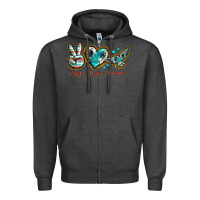 Charcoal Heather peace love freebird Zipper Hoodie - texasbilliewilder