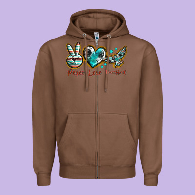 Zipper Hoodie peace love freebird