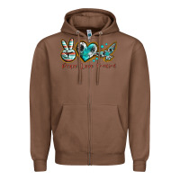 Chestnut peace love freebird Zipper Hoodie - texasbilliewilder