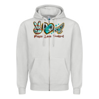 Dove Grey peace love freebird Zipper Hoodie - texasbilliewilder