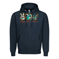 Navy peace love freebird Zipper Hoodie - texasbilliewilder