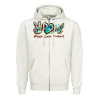 Oatmeal Heather peace love freebird Zipper Hoodie - texasbilliewilder