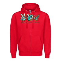 Red peace love freebird Zipper Hoodie - texasbilliewilder