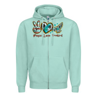 Seafoam peace love freebird Zipper Hoodie - texasbilliewilder