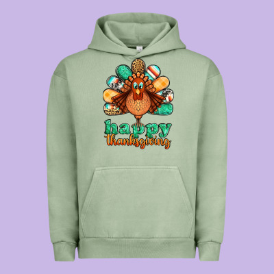 Happy Thanksgiving Turkey Urban Hoodie Designed By Jasminsmagicworld