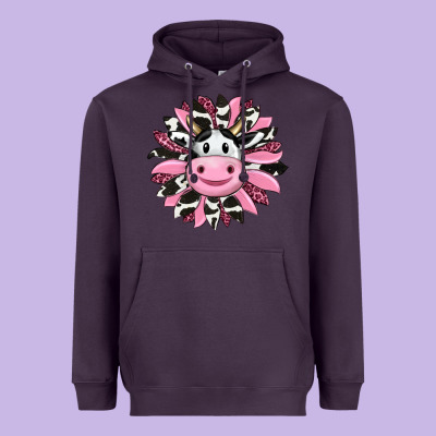 Pink Leopard Sunflower Cow Heavyweight Hoodie Designed By Ranaportraitstore