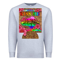 Heather Grey lgbtq kiss me  can cooler Premium Sweatshirt - HRA Design Shop