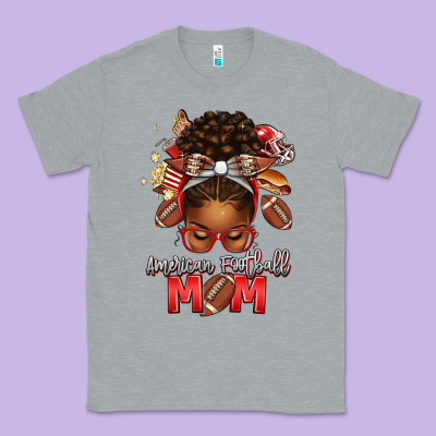 American Football Mom Red And Silver Afro Messy Bu Classic Tee Designed By Texasbilliewilder