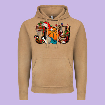 Joy With Basketball And Santa's Hat Vintage Hoodie Designed By Adodesignshop
