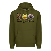 Army Green peace love rhino Premium Hoodie - LillyAllenDesigns