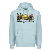 Blue Mist peace love rhino Premium Hoodie - LillyAllenDesigns