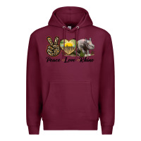 Burgundy peace love rhino Premium Hoodie - LillyAllenDesigns