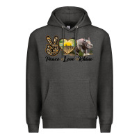 Charcoal Heather peace love rhino Premium Hoodie - LillyAllenDesigns
