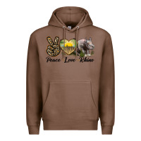 Chestnut peace love rhino Premium Hoodie - LillyAllenDesigns