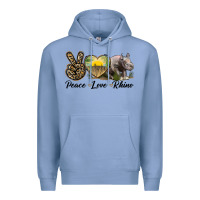Colony Blue peace love rhino Premium Hoodie - LillyAllenDesigns