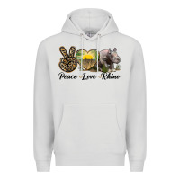 Dove Grey peace love rhino Premium Hoodie - LillyAllenDesigns