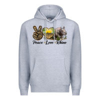 Heather Grey peace love rhino Premium Hoodie - LillyAllenDesigns