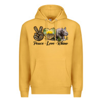 Mustard peace love rhino Premium Hoodie - LillyAllenDesigns
