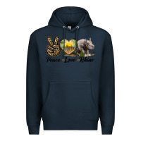 Navy peace love rhino Premium Hoodie - LillyAllenDesigns