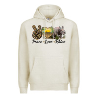 Oatmeal Heather peace love rhino Premium Hoodie - LillyAllenDesigns