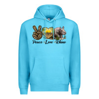 Ocean Blue peace love rhino Premium Hoodie - LillyAllenDesigns
