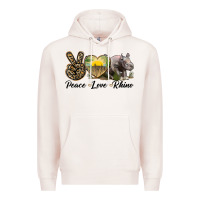 Pale Pink peace love rhino Premium Hoodie - LillyAllenDesigns