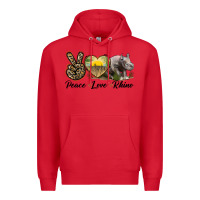 Red peace love rhino Premium Hoodie - LillyAllenDesigns