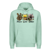 Seafoam peace love rhino Premium Hoodie - LillyAllenDesigns