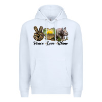 White peace love rhino Premium Hoodie - LillyAllenDesigns