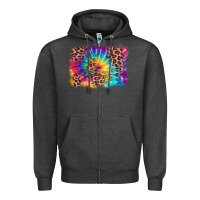 Charcoal Heather leopard tie dye background Zipper Hoodie - Zillion Design Studio