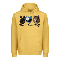 Antique Gold peace love wolf head Premium Hoodie - LillyAllenDesigns