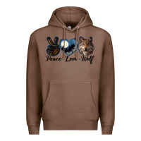 Chestnut peace love wolf head Premium Hoodie - LillyAllenDesigns
