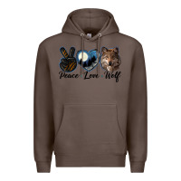 Coffee peace love wolf head Premium Hoodie - LillyAllenDesigns
