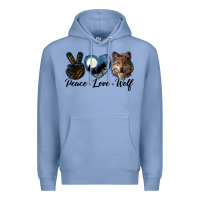 Colony Blue peace love wolf head Premium Hoodie - LillyAllenDesigns