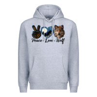 Heather Grey peace love wolf head Premium Hoodie - LillyAllenDesigns